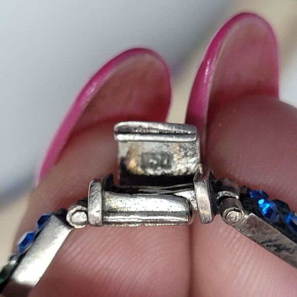 Artisan 925 Sterling Silver Multicolor Micro Mosaic Choker Necklace Earring Set - Picture 5 of 16